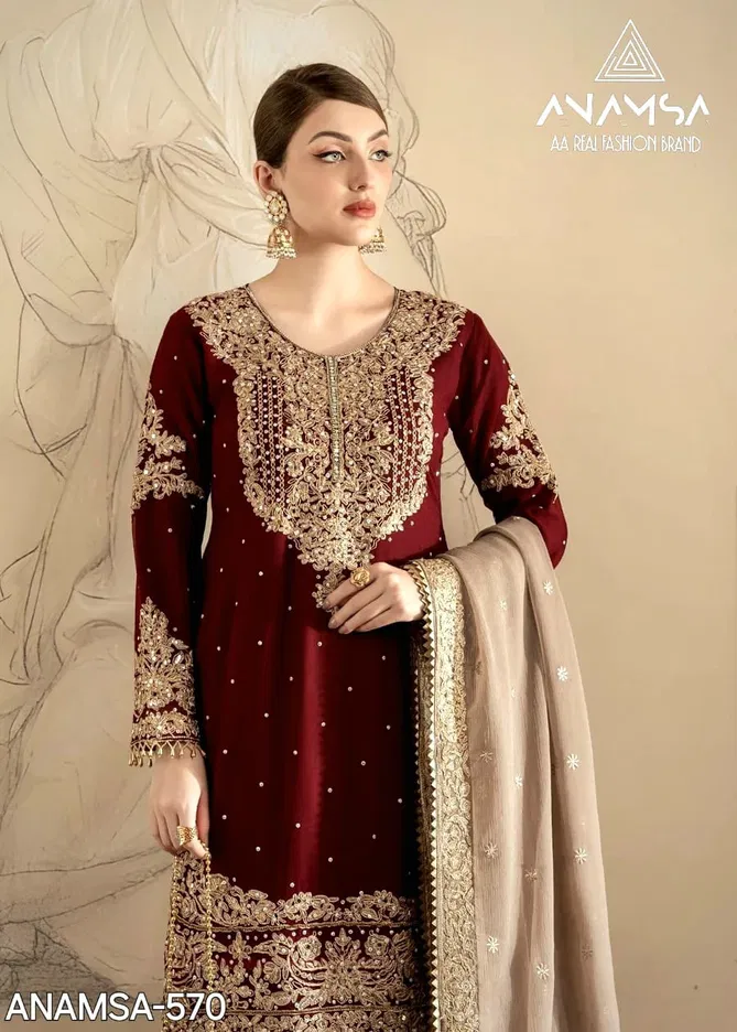 Anamsa 570 Georgette Embroidery Pakistani Suit Wholesalers In Delhi